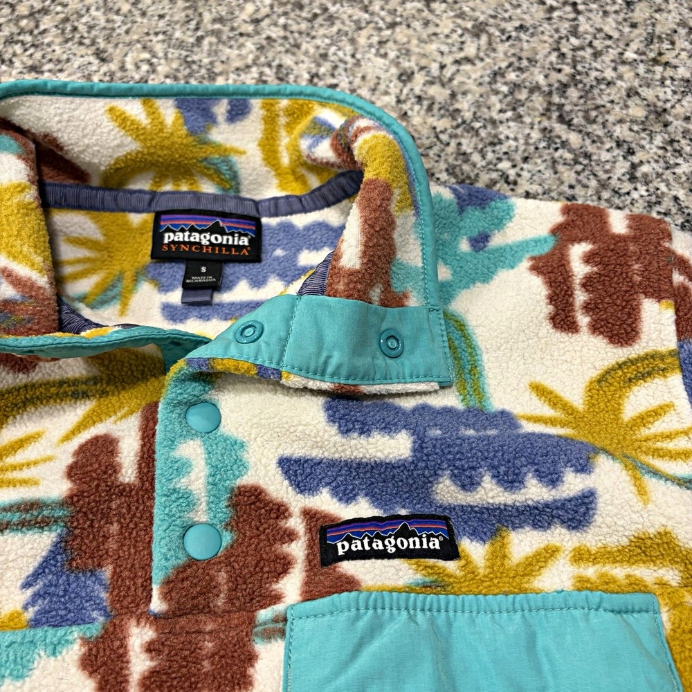Patagonia Synchilla Fleece Pullover Mens Small Womens Medium Palm Tree Print